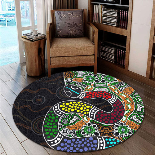 Australia Rainbow Serpent Aboriginal Round Rug - Dreamtime Rainbow Serpent Contemporary Round Rug Australia Rainbow Serpent Aboriginal Round Rug - Dreamtime Rainbow Serpent Contemporary Round Rug