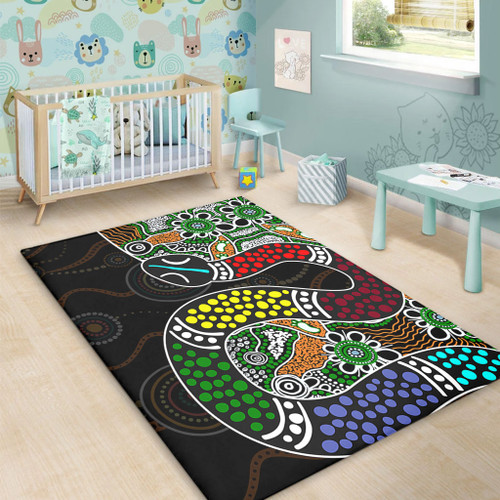 Australia Rainbow Serpent Aboriginal Area Rug - Dreamtime Rainbow Serpent Contemporary Area Rug Australia Rainbow Serpent Aboriginal Area Rug - Dreamtime Rainbow Serpent Contemporary Area Rug