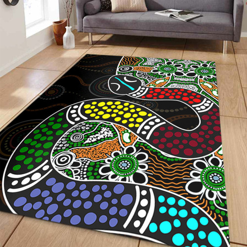 Australia Rainbow Serpent Aboriginal Area Rug - Dreamtime Rainbow Serpent Contemporary Area Rug Australia Rainbow Serpent Aboriginal Area Rug - Dreamtime Rainbow Serpent Contemporary Area Rug