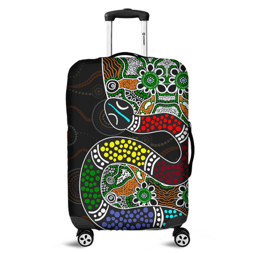Australia Rainbow Serpent Aboriginal Luggage Cover - Dreamtime Rainbow Serpent Contemporary Luggage Cover Australia Rainbow Serpent Aboriginal Luggage Cover - Dreamtime Rainbow Serpent Contemporary Luggage Cover