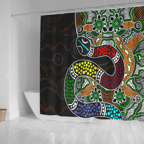 Australia Rainbow Serpent Aboriginal Shower Curtain - Dreamtime Rainbow Serpent Contemporary Shower Curtain