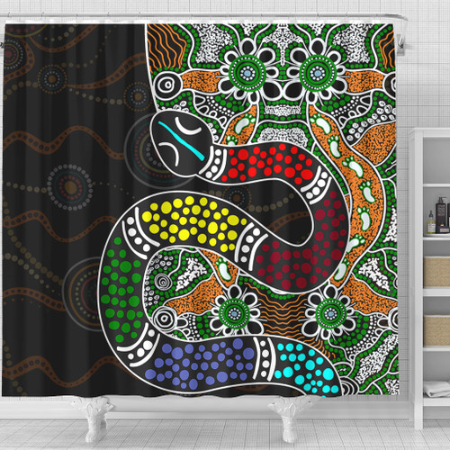 Australia Rainbow Serpent Aboriginal Shower Curtain - Dreamtime Rainbow Serpent Contemporary Shower Curtain