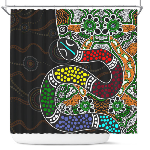 Australia Rainbow Serpent Aboriginal Shower Curtain - Dreamtime Rainbow Serpent Contemporary Shower Curtain