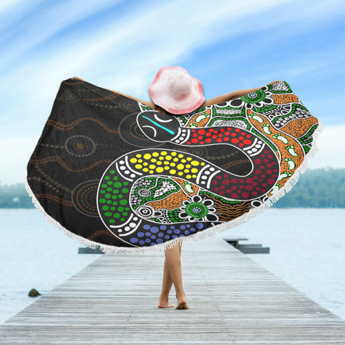Australia Rainbow Serpent Aboriginal Beach Blanket - Dreamtime Rainbow Serpent Contemporary Beach Blanket Australia Rainbow Serpent Aboriginal Beach Blanket - Dreamtime Rainbow Serpent Contemporary Beach Blanket