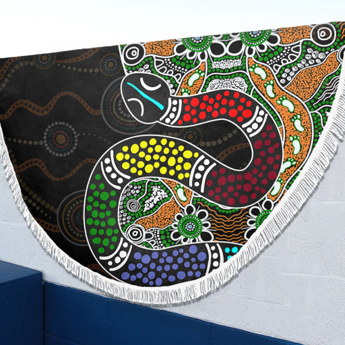 Australia Rainbow Serpent Aboriginal Beach Blanket - Dreamtime Rainbow Serpent Contemporary Beach Blanket Australia Rainbow Serpent Aboriginal Beach Blanket - Dreamtime Rainbow Serpent Contemporary Beach Blanket