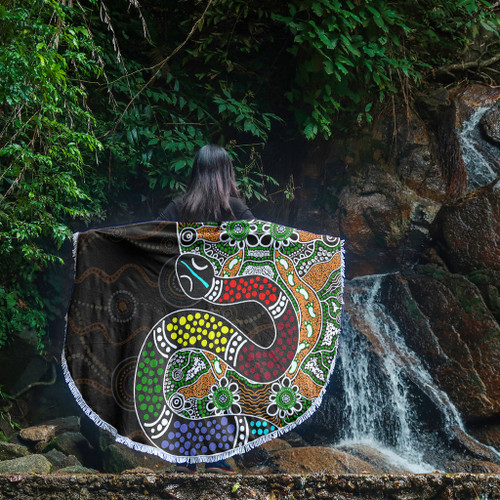 Australia Rainbow Serpent Aboriginal Beach Blanket - Dreamtime Rainbow Serpent Contemporary Beach Blanket Australia Rainbow Serpent Aboriginal Beach Blanket - Dreamtime Rainbow Serpent Contemporary Beach Blanket