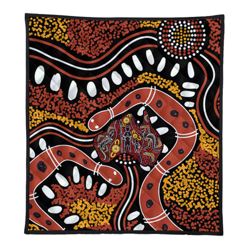 Australia Rainbow Serpent Aboriginal Quilt - Aboriginal Dot Art Snake Artwork Quilt Australia Rainbow Serpent Aboriginal Quilt - Aboriginal Dot Art Snake Artwork Quilt