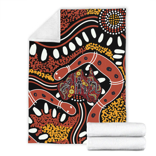 Australia Rainbow Serpent Aboriginal Blanket - Aboriginal Dot Art Snake Artwork Blanket Australia Rainbow Serpent Aboriginal Blanket - Aboriginal Dot Art Snake Artwork Blanket
