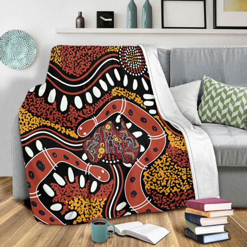 Australia Rainbow Serpent Aboriginal Blanket - Aboriginal Dot Art Snake Artwork Blanket Australia Rainbow Serpent Aboriginal Blanket - Aboriginal Dot Art Snake Artwork Blanket