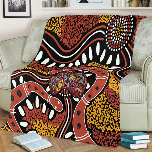 Australia Rainbow Serpent Aboriginal Blanket - Aboriginal Dot Art Snake Artwork Blanket