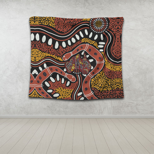 Australia Rainbow Serpent Aboriginal Tapestry - Aboriginal Dot Art Snake Artwork Tapestry Australia Rainbow Serpent Aboriginal Tapestry - Aboriginal Dot Art Snake Artwork Tapestry