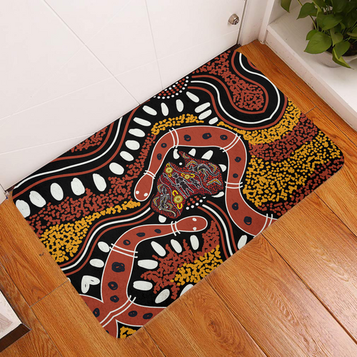 Australia Rainbow Serpent Aboriginal Doormat - Aboriginal Dot Art Snake Artwork Doormat Australia Rainbow Serpent Aboriginal Doormat - Aboriginal Dot Art Snake Artwork Doormat