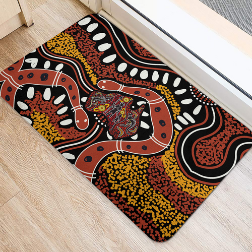 Australia Rainbow Serpent Aboriginal Doormat - Aboriginal Dot Art Snake Artwork Doormat Australia Rainbow Serpent Aboriginal Doormat - Aboriginal Dot Art Snake Artwork Doormat