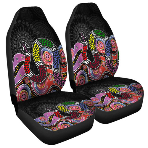 Australia Rainbow Serpent Aboriginal Car Seat Cover - Dreamtime Rainbow Serpent Featuring Dot Style Car Seat Cover Australia Rainbow Serpent Aboriginal Car Seat Cover - Dreamtime Rainbow Serpent Featuring Dot Style Car Seat Cover