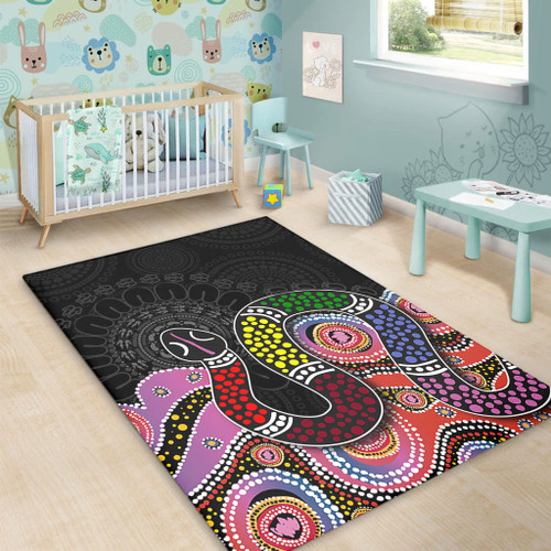 Australia Rainbow Serpent Aboriginal Area Rug - Dreamtime Rainbow Serpent Featuring Dot Style Area Rug Australia Rainbow Serpent Aboriginal Area Rug - Dreamtime Rainbow Serpent Featuring Dot Style Area Rug