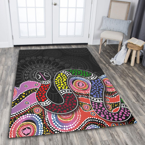 Australia Rainbow Serpent Aboriginal Area Rug - Dreamtime Rainbow Serpent Featuring Dot Style Area Rug Australia Rainbow Serpent Aboriginal Area Rug - Dreamtime Rainbow Serpent Featuring Dot Style Area Rug