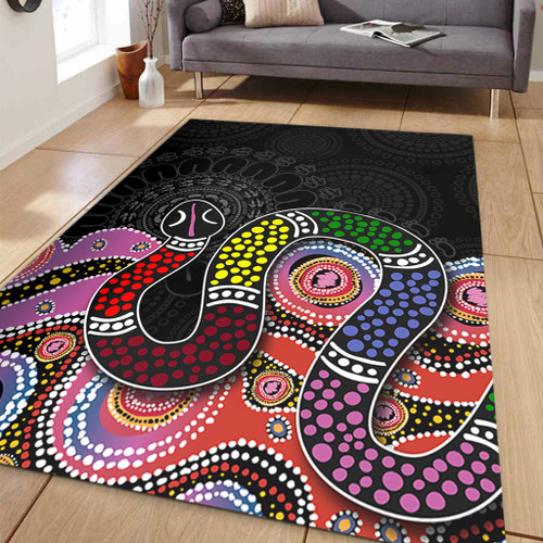 Australia Rainbow Serpent Aboriginal Area Rug - Dreamtime Rainbow Serpent Featuring Dot Style Area Rug