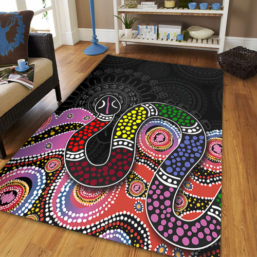 Australia Rainbow Serpent Aboriginal Area Rug - Dreamtime Rainbow Serpent Featuring Dot Style Area Rug Australia Rainbow Serpent Aboriginal Area Rug - Dreamtime Rainbow Serpent Featuring Dot Style Area Rug