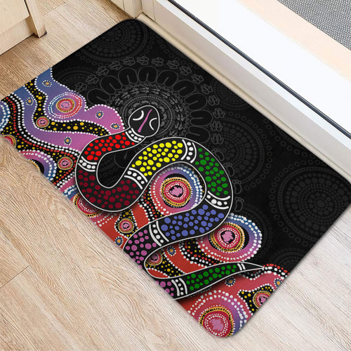 Australia Rainbow Serpent Aboriginal Doormat - Dreamtime Rainbow Serpent Featuring Dot Style Doormat Australia Rainbow Serpent Aboriginal Doormat - Dreamtime Rainbow Serpent Featuring Dot Style Doormat