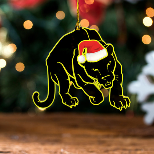 Penrith Panthers Christmas Acrylic And Wooden Ornament - Ugly Xmas Aboriginal Patterns Die Hard Fans