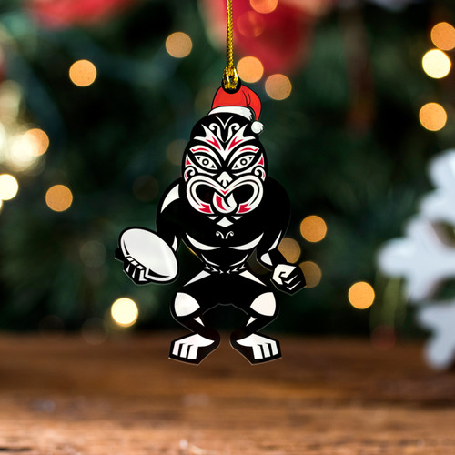 New Zealand Warriors Christmas Acrylic And Wooden Ornament - Ugly Xmas Aboriginal Patterns Die Hard Fans