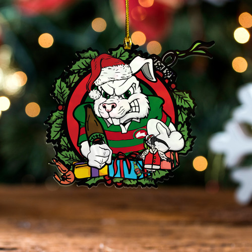 South Sydney Rabbitohs Acrylic And Wooden Ornament - Merry Christmas Our Beloved Team