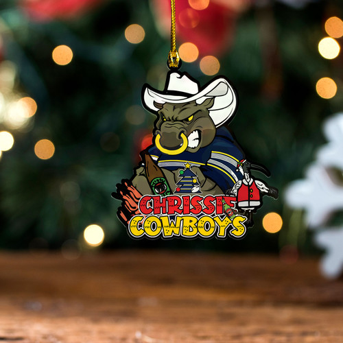 North Queensland Cowboys Christmas Acrylic And Wooden Ornament - Merry Chrissie North Queensland Cowboys Ornament