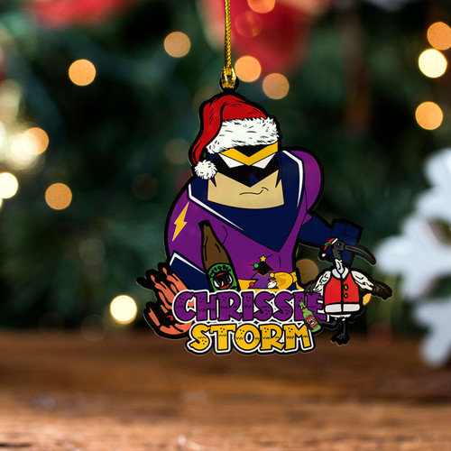Melbourne Storm Christmas Acrylic And Wooden Ornament - Merry Chrissie Melbourne Storm Ornament