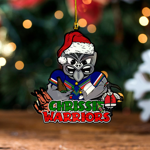 New Zealand Warriors Christmas Acrylic And Wooden Ornament - Merry Chrissie Warriors Ornament