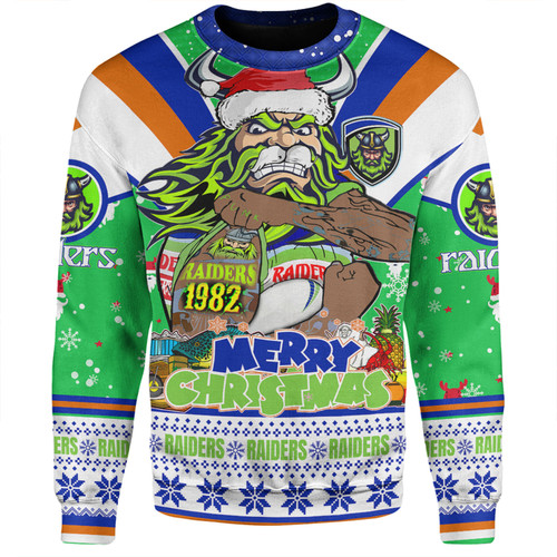 Canberra Raiders Christmas Custom Sweatshirt - Canberra Viking Santa Aussie Big Things Sweatshirt