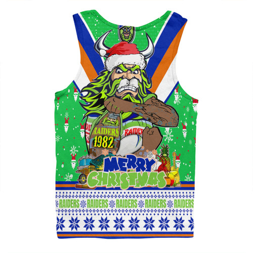 Canberra Raiders Christmas Custom Men Singlet - Canberra Viking Santa Aussie Big Things Men Singlet