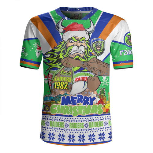 Canberra Raiders Christmas Custom Rugby Jersey - Canberra Viking Santa Aussie Big Things Rugby Jersey