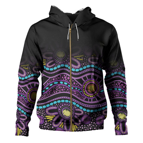 Australia Aboriginal Custom Hoodie - Purple Dot In Aboriginal Style Hoodie Australia Aboriginal Custom Hoodie - Purple Dot In Aboriginal Style Hoodie