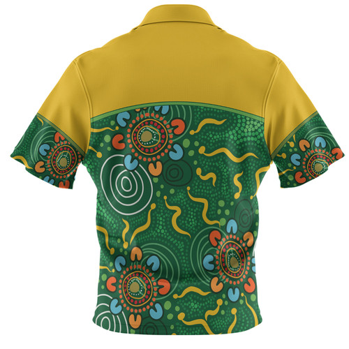 Australia Aboriginal Custom Polo Shirt - Green Painting With Aboriginal Inspired Dot Polo Shirt Australia Aboriginal Custom Polo Shirt - Green Painting With Aboriginal Inspired Dot Polo Shirt