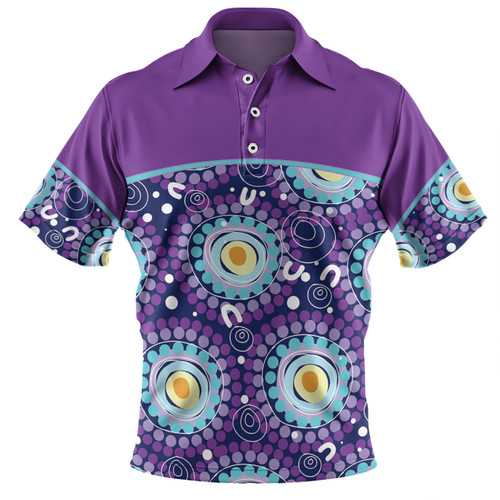 Australia Aboriginal Custom Polo Shirt - Purple Abstract Seamless Pattern With Aboriginal Inspired Polo Shirt