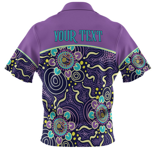 Australia Aboriginal Custom Polo Shirt - Purple Painting With Aboriginal Inspired Dot Polo Shirt Australia Aboriginal Custom Polo Shirt - Purple Painting With Aboriginal Inspired Dot Polo Shirt