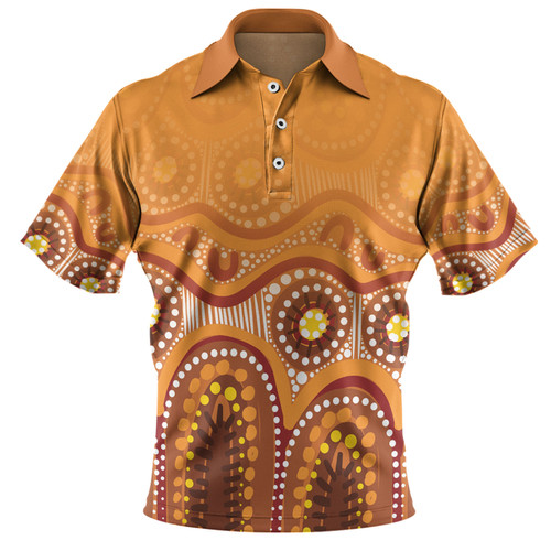 Australia Aboriginal Custom Polo Shirt - Brown Aboriginal Dot Polo Shirt