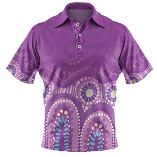 Australia Aboriginal Custom Polo Shirt - Purple Aboriginal Dot Polo Shirt