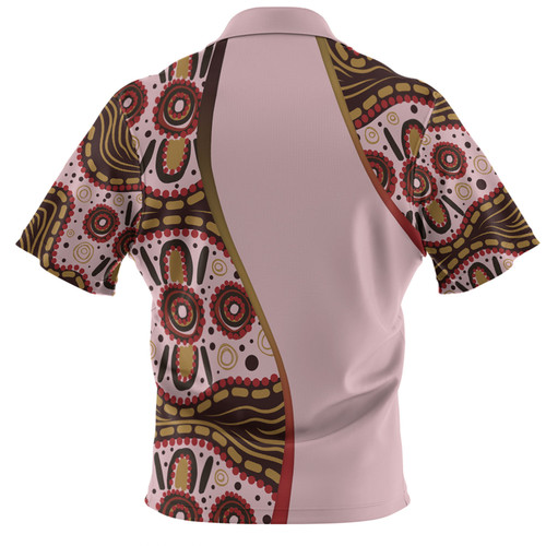 Australia Aboriginal Custom Polo Shirt - Aboriginal Inspired With Pink Background Polo Shirt Australia Aboriginal Custom Polo Shirt - Aboriginal Inspired With Pink Background Polo Shirt