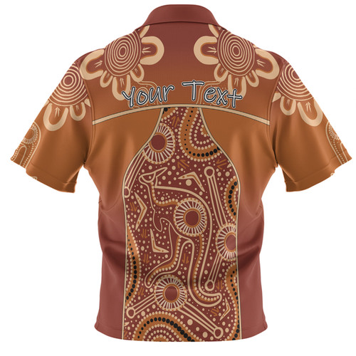 Australia Aboriginal Custom Polo Shirt - Brown Kangaroo In Aboriginal Dot Art Polo Shirt Australia Aboriginal Custom Polo Shirt - Brown Kangaroo In Aboriginal Dot Art Polo Shirt