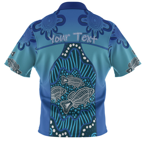 Australia Aboriginal Custom Polo Shirt - Blue Aboriginal Dot With Fish Polo Shirt Australia Aboriginal Custom Polo Shirt - Blue Aboriginal Dot With Fish Polo Shirt