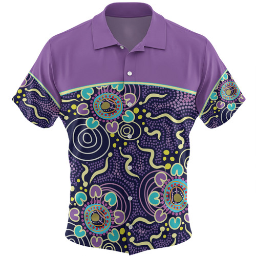 Australia Aboriginal Custom Hawaiian Shirt - Purple Painting With Aboriginal Inspired Dot Hawaiian Shirt