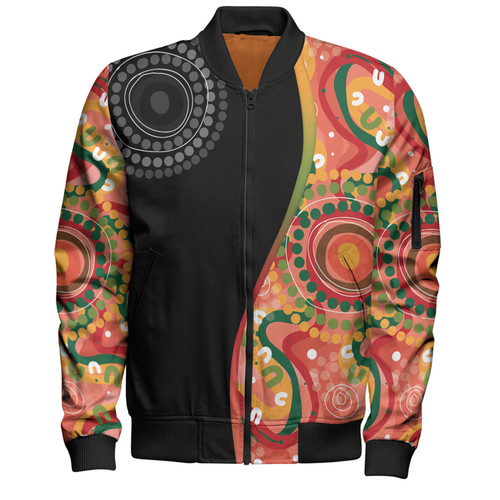 Australia Aboriginal Custom Bomber Jacket - Aboriginal Art Style Abstract Bomber Jacket