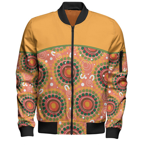 Australia Aboriginal Custom Bomber Jacket - Abstract Seamless Pattern With Aboriginal Inspired Bomber Jacket