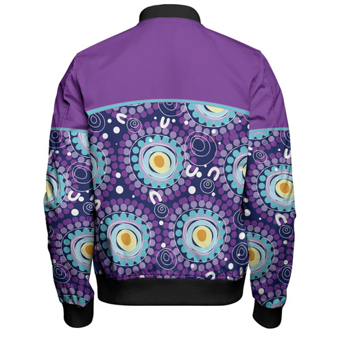 Australia Aboriginal Custom Bomber Jacket - Purple Abstract Seamless Pattern With Aboriginal Inspired Bomber Jacket Australia Aboriginal Custom Bomber Jacket - Purple Abstract Seamless Pattern With Aboriginal Inspired Bomber Jacket