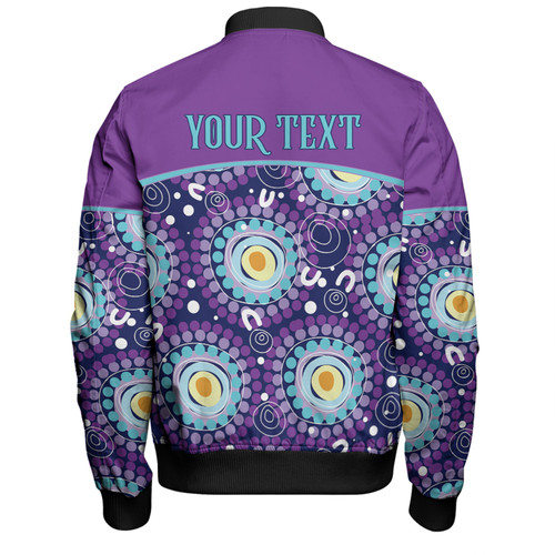 Australia Aboriginal Custom Bomber Jacket - Purple Abstract Seamless Pattern With Aboriginal Inspired Bomber Jacket Australia Aboriginal Custom Bomber Jacket - Purple Abstract Seamless Pattern With Aboriginal Inspired Bomber Jacket