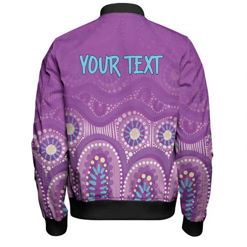 Australia Aboriginal Custom Bomber Jacket - Purple Aboriginal Dot Bomber Jacket Australia Aboriginal Custom Bomber Jacket - Purple Aboriginal Dot Bomber Jacket