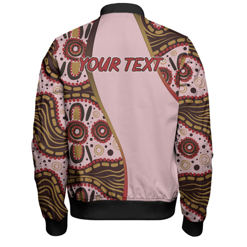 Australia Aboriginal Custom Bomber Jacket - Aboriginal Inspired With Pink Background Bomber Jacket Australia Aboriginal Custom Bomber Jacket - Aboriginal Inspired With Pink Background Bomber Jacket
