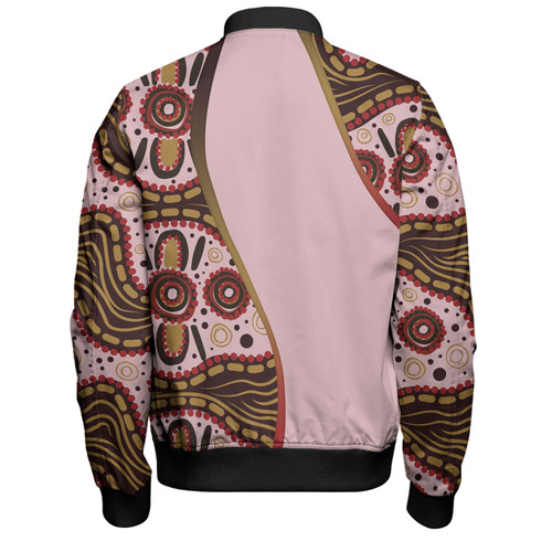 Australia Aboriginal Custom Bomber Jacket - Aboriginal Inspired With Pink Background Bomber Jacket Australia Aboriginal Custom Bomber Jacket - Aboriginal Inspired With Pink Background Bomber Jacket