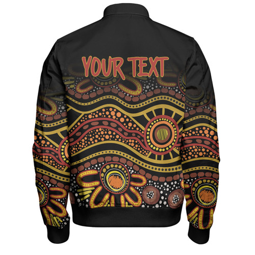 Australia Aboriginal Custom Bomber Jacket - Dot In Aboriginal Style Bomber Jacket Australia Aboriginal Custom Bomber Jacket - Dot In Aboriginal Style Bomber Jacket